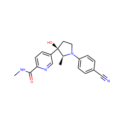 CNC(=O)c1ccc([C@]2(O)CCN(c3ccc(C#N)cc3)[C@H]2C)cn1 ZINC000095590165