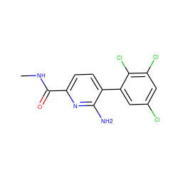 CNC(=O)c1ccc(-c2cc(Cl)cc(Cl)c2Cl)c(N)n1 ZINC000038208139