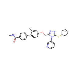 CNC(=O)c1ccc(-c2ccc(OCc3nnc(SC4CCCC4)n3-c3cccnc3)cc2C)cc1 ZINC000095594134