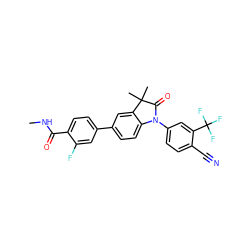 CNC(=O)c1ccc(-c2ccc3c(c2)C(C)(C)C(=O)N3c2ccc(C#N)c(C(F)(F)F)c2)cc1F ZINC000084603952