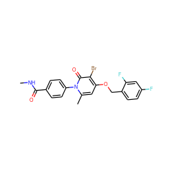 CNC(=O)c1ccc(-n2c(C)cc(OCc3ccc(F)cc3F)c(Br)c2=O)cc1 ZINC000072172038