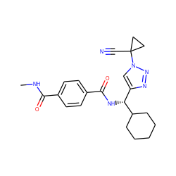 CNC(=O)c1ccc(C(=O)N[C@H](c2cn(C3(C#N)CC3)nn2)C2CCCCC2)cc1 ZINC000095560990