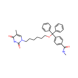 CNC(=O)c1ccc(C(OCCCCCCn2cc(C)c(=O)[nH]c2=O)(c2ccccc2)c2ccccc2)cc1 ZINC000036093419