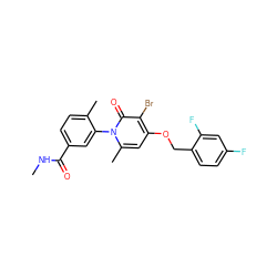 CNC(=O)c1ccc(C)c(-n2c(C)cc(OCc3ccc(F)cc3F)c(Br)c2=O)c1 ZINC000013980453