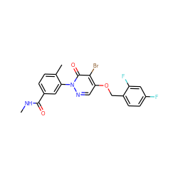 CNC(=O)c1ccc(C)c(-n2ncc(OCc3ccc(F)cc3F)c(Br)c2=O)c1 ZINC000049784238