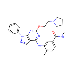 CNC(=O)c1ccc(C)c(Nc2nc(OCCN3CCCC3)nc3c2cnn3-c2ccccc2)c1 ZINC000029048479