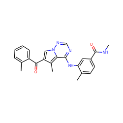 CNC(=O)c1ccc(C)c(Nc2ncnn3cc(C(=O)c4ccccc4C)c(C)c23)c1 ZINC000003819152