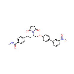 CNC(=O)c1ccc(CC[C@@H](COc2ccc(-c3cccc([N+](=O)[O-])c3)cc2)N2C(=O)CCC2=O)cc1 ZINC000013587511