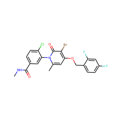 CNC(=O)c1ccc(Cl)c(-n2c(C)cc(OCc3ccc(F)cc3F)c(Br)c2=O)c1 ZINC000072107386