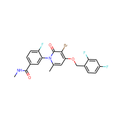 CNC(=O)c1ccc(F)c(-n2c(C)cc(OCc3ccc(F)cc3F)c(Br)c2=O)c1 ZINC000072109731