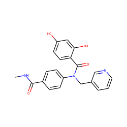 CNC(=O)c1ccc(N(Cc2cccnc2)C(=O)c2ccc(O)cc2O)cc1 ZINC000653768328