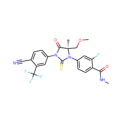 CNC(=O)c1ccc(N2C(=S)N(c3ccc(C#N)c(C(F)(F)F)c3)C(=O)[C@@]2(C)COC)cc1F ZINC000199512410