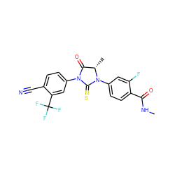 CNC(=O)c1ccc(N2C(=S)N(c3ccc(C#N)c(C(F)(F)F)c3)C(=O)[C@@H]2C)cc1F ZINC000220373653