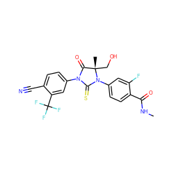 CNC(=O)c1ccc(N2C(=S)N(c3ccc(C#N)c(C(F)(F)F)c3)C(=O)[C@]2(C)CO)cc1F ZINC000215945503