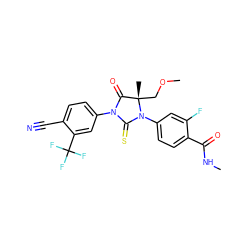 CNC(=O)c1ccc(N2C(=S)N(c3ccc(C#N)c(C(F)(F)F)c3)C(=O)[C@]2(C)COC)cc1F ZINC000199512386