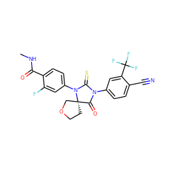 CNC(=O)c1ccc(N2C(=S)N(c3ccc(C#N)c(C(F)(F)F)c3)C(=O)[C@]23CCOC3)cc1F ZINC000214547808