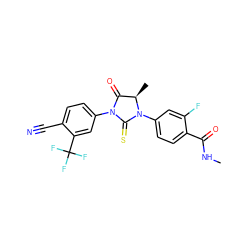 CNC(=O)c1ccc(N2C(=S)N(c3ccc(C#N)c(C(F)(F)F)c3)C(=O)[C@H]2C)cc1F ZINC000220372510