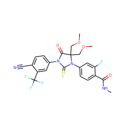 CNC(=O)c1ccc(N2C(=S)N(c3ccc(C#N)c(C(F)(F)F)c3)C(=O)C2(COC)COC)cc1F ZINC000473099307
