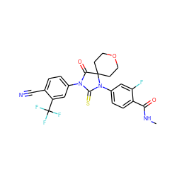 CNC(=O)c1ccc(N2C(=S)N(c3ccc(C#N)c(C(F)(F)F)c3)C(=O)C23CCOCC3)cc1F ZINC000221464502