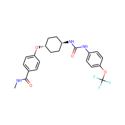 CNC(=O)c1ccc(O[C@H]2CC[C@H](NC(=O)Nc3ccc(OC(F)(F)F)cc3)CC2)cc1 ZINC000261121383