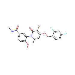 CNC(=O)c1ccc(OC)c(-n2c(C)cc(OCc3ccc(F)cc3F)c(Br)c2=O)c1 ZINC000072107295