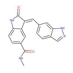 CNC(=O)c1ccc2c(c1)/C(=C\c1ccc3cn[nH]c3c1)C(=O)N2 ZINC000096273712