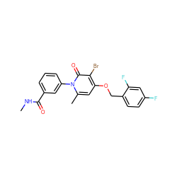 CNC(=O)c1cccc(-n2c(C)cc(OCc3ccc(F)cc3F)c(Br)c2=O)c1 ZINC000072172135