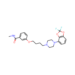 CNC(=O)c1cccc(OCCCCN2CCN(c3cccc4c3OC(F)(F)O4)CC2)c1 ZINC000653864104