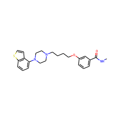 CNC(=O)c1cccc(OCCCCN2CCN(c3cccc4sccc34)CC2)c1 ZINC000653871709