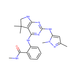 CNC(=O)c1ccccc1Nc1nc(Nc2cc(C)nn2C)nc2c1C(C)(C)CN2 ZINC000221684985