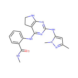 CNC(=O)c1ccccc1Nc1nc(Nc2cc(C)nn2C)nc2c1CCN2 ZINC000221645448