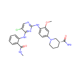 CNC(=O)c1ccccc1Nc1nc(Nc2ccc(N3CCC[C@@H](C(N)=O)C3)cc2OC)ncc1Cl ZINC000053133200