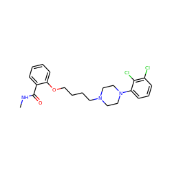 CNC(=O)c1ccccc1OCCCCN1CCN(c2cccc(Cl)c2Cl)CC1 ZINC000653867769