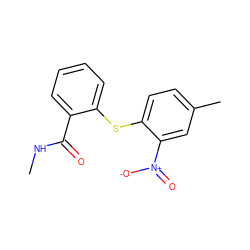 CNC(=O)c1ccccc1Sc1ccc(C)cc1[N+](=O)[O-] ZINC000013646013