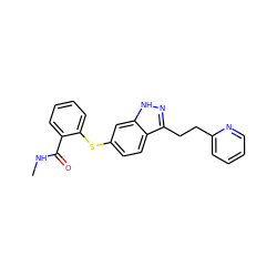 CNC(=O)c1ccccc1Sc1ccc2c(CCc3ccccn3)n[nH]c2c1 ZINC000089702063