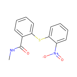 CNC(=O)c1ccccc1Sc1ccccc1[N+](=O)[O-] ZINC000000133961