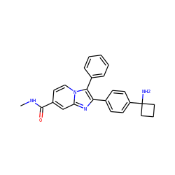 CNC(=O)c1ccn2c(-c3ccccc3)c(-c3ccc(C4(N)CCC4)cc3)nc2c1 ZINC000113678748