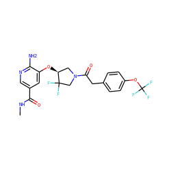 CNC(=O)c1cnc(N)c(O[C@H]2CN(C(=O)Cc3ccc(OC(F)(F)F)cc3)CC2(F)F)c1 ZINC000585091590