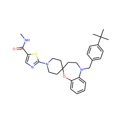 CNC(=O)c1cnc(N2CCC3(CC2)CCN(Cc2ccc(C(C)(C)C)cc2)c2ccccc2O3)s1 ZINC000068249478