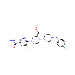 CNC(=O)c1cnc(N2CCN(C3CCN(Cc4ccc(Cl)cc4)CC3)[C@H](COC)C2)c(Cl)c1 ZINC000066066513
