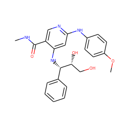 CNC(=O)c1cnc(Nc2ccc(OC)cc2)cc1N[C@@H](c1ccccc1)[C@H](O)CO ZINC001772592793
