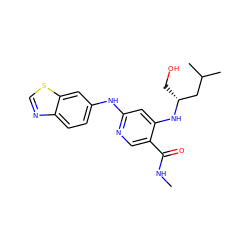 CNC(=O)c1cnc(Nc2ccc3ncsc3c2)cc1N[C@H](CO)CC(C)C ZINC001772613033