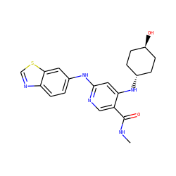 CNC(=O)c1cnc(Nc2ccc3ncsc3c2)cc1N[C@H]1CC[C@H](O)CC1 ZINC001772585870