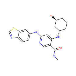 CNC(=O)c1cnc(Nc2ccc3ncsc3c2)cc1N[C@H]1CCC[C@H](O)C1 ZINC001772575046