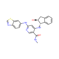 CNC(=O)c1cnc(Nc2ccc3ncsc3c2)cc1N[C@H]1c2ccccc2C[C@@H]1O ZINC001772582512