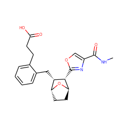 CNC(=O)c1coc([C@@H]2[C@H]3CC[C@@H](O3)[C@@H]2Cc2ccccc2CCC(=O)O)n1 ZINC000169305072