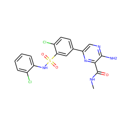CNC(=O)c1nc(-c2ccc(Cl)c(S(=O)(=O)Nc3ccccc3Cl)c2)cnc1N ZINC000095572437