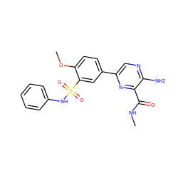 CNC(=O)c1nc(-c2ccc(OC)c(S(=O)(=O)Nc3ccccc3)c2)cnc1N ZINC000095571873