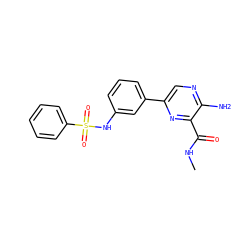 CNC(=O)c1nc(-c2cccc(NS(=O)(=O)c3ccccc3)c2)cnc1N ZINC000095576650