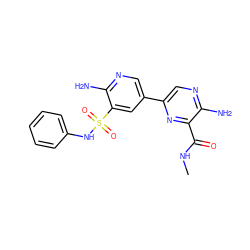 CNC(=O)c1nc(-c2cnc(N)c(S(=O)(=O)Nc3ccccc3)c2)cnc1N ZINC000095575392